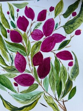 Magenta  Bougainvillea Botanical Watercolor